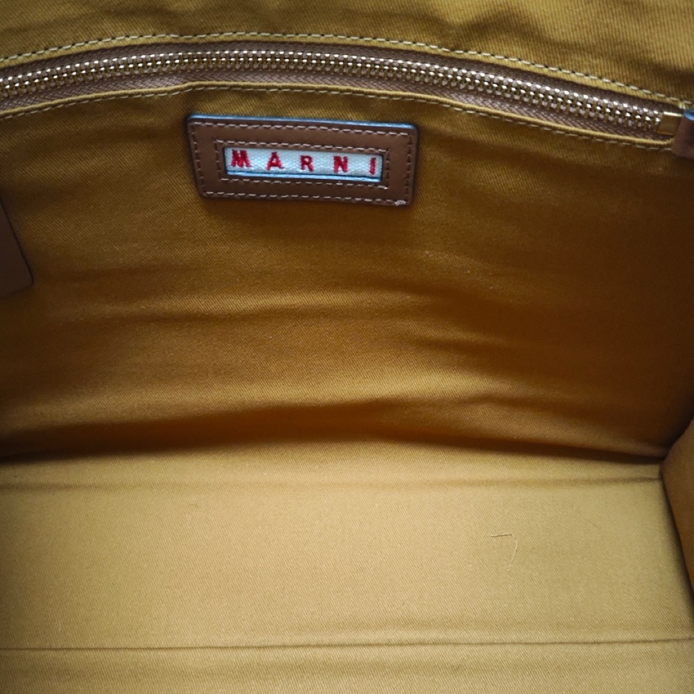 Marni Tan Straw Tote with Brown Trim and Rope Handles - Picture 6 of 6